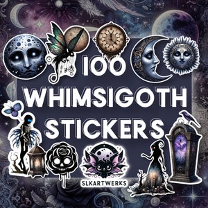 100 Count MINI Whimsigoth Sticker Pack  - Notebook/Planner Stickers - Mystery box - Whimsical Goth Stickers - Moon Goth Decor