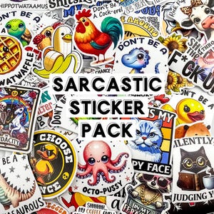 Sarcastic Quotes Sticker Pack: Funny Adult Humor, Waterproof Vinyl