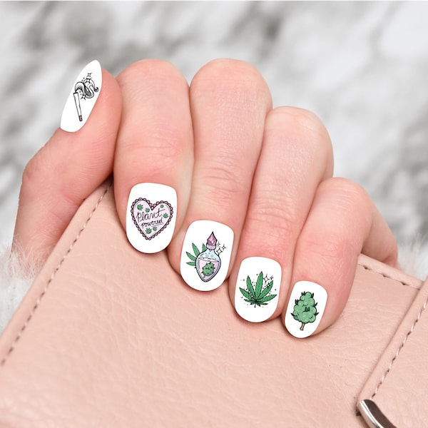 Weed Nail Decals - Etsy
