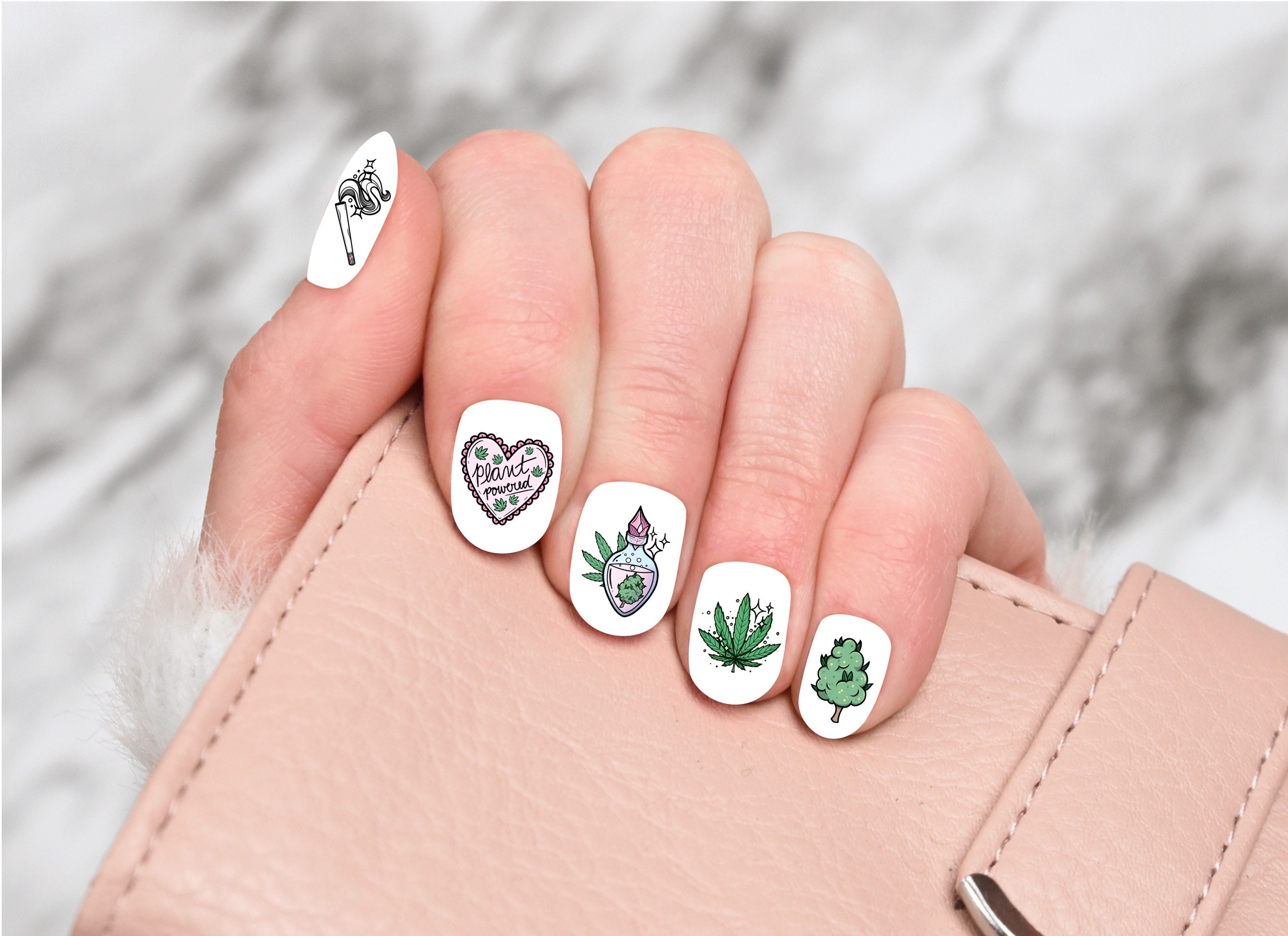 Cannabis Variety Airbrush Nail Stencils Cute Weed Stencil Stoner Nails 420  Nails 