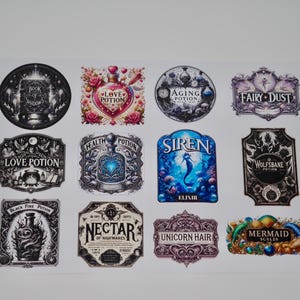 12 Witchcraft 2 Apothecary Labels - Halloween Decor - DIY Potion Bottles - Witchcraft Theme
