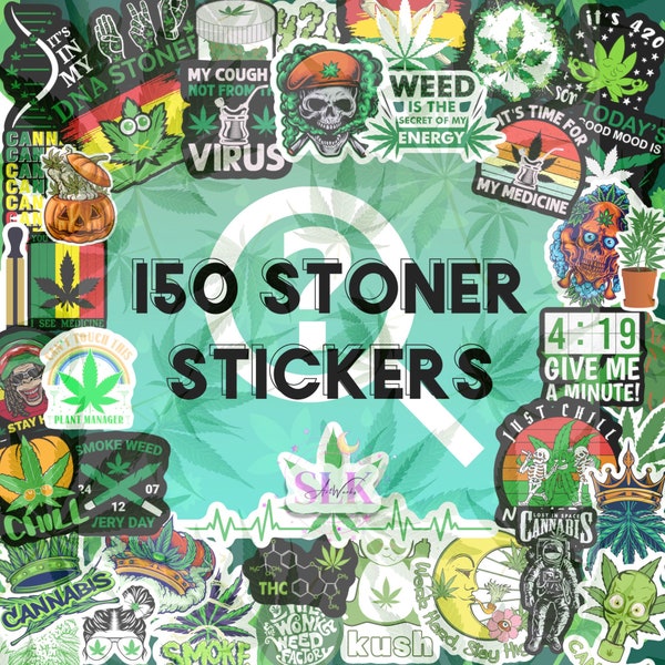 150 Random Stoner Assorted Sticker Pack 420  - Notebook/Planner Stickers - Cannabis Sticker Sheet Mystery box - Durable Vinyl - Weed Sticker