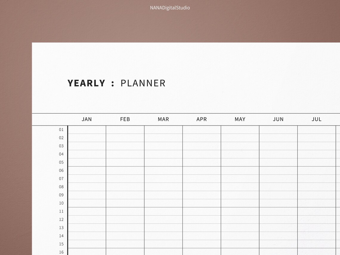 Digital/Printable Yearly Planner Download PDF file &amp; iPad | Etsy