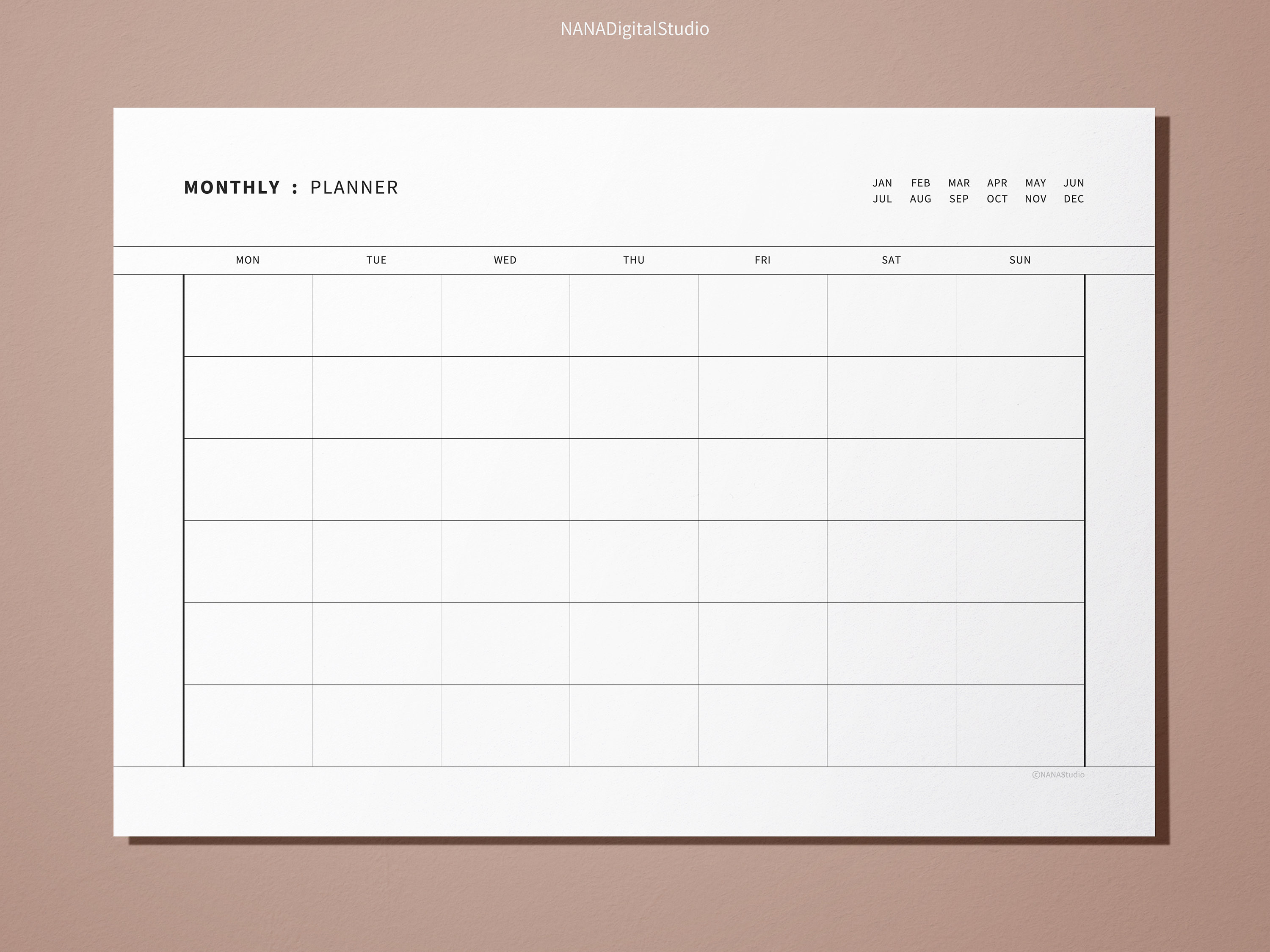 Digital/Printable Monthly Calendar Download PDF file & iPad Etsy