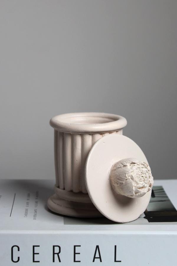 Concrete Peony Column Jar – Neoclassical Floral Trinket Storage ...