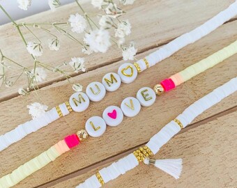 Bracelet Texte en Perles Heishi