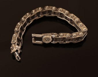 Motorradkette Silberarmband - Handgemachtes 925er oxidiertes Silberarmband - Biker-Gliederarmbandschmuck - Motorrad-Gliederschmuck
