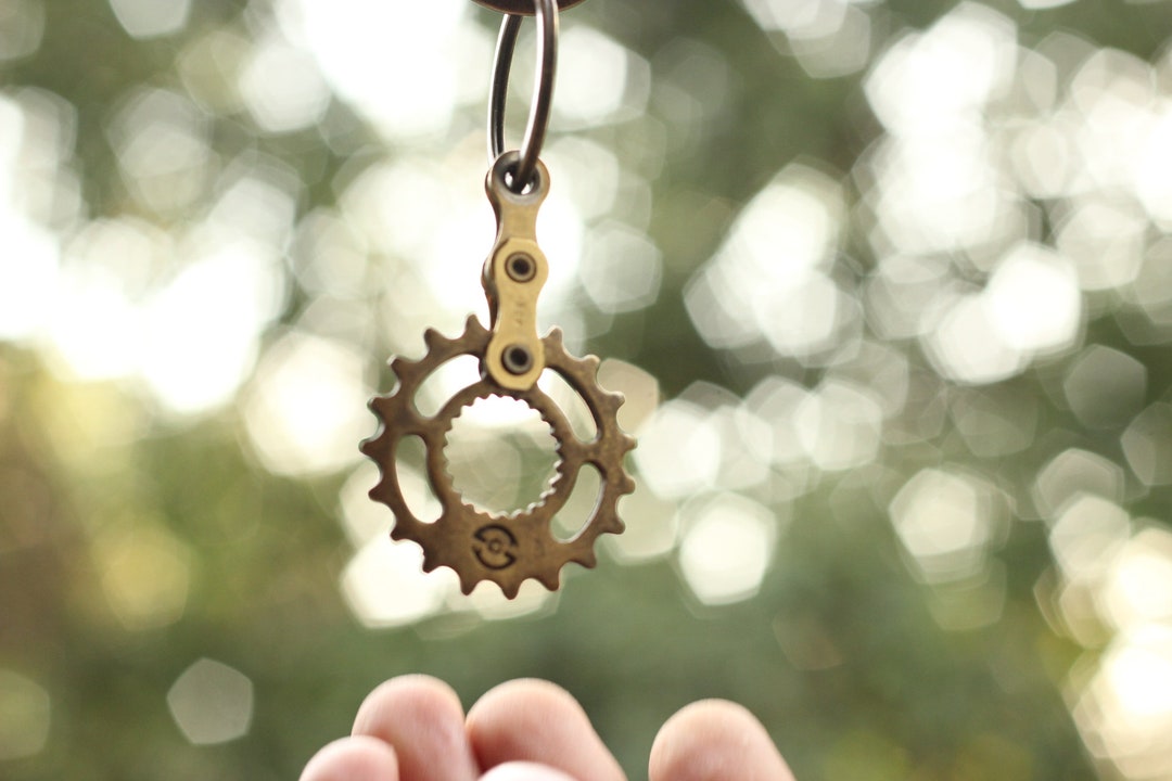 Gear Biker Key Ring Oxidized Metal Motorcycle Jewelry Etsy