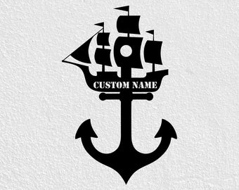 Ship Metal Sign, Anchor Metal Sign, Nautical Wall Art, House Warming Gift