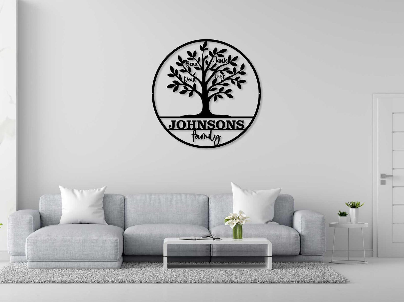 Custom Metal Family Tree Sign, Personalized Family Name Wall Decor - Etsy