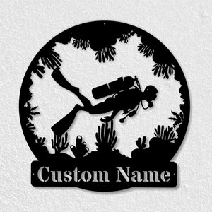 Custom Diver Metal Sign: Personalized Wall Art