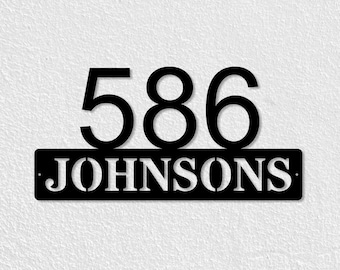 Custom Metal Family Name Sign: Personalized House Number Plaque