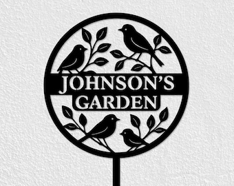 Personalisiertes Gartenschild aus Metall, individueller Gartenstecker für den Außenbereich