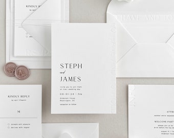 Minimal Chic Wedding Invitation Set | Custom Modern Luxury Wedding Invites with Letterpress Printing | Printed Invitation Set