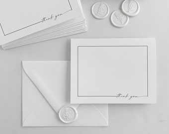 Thank You Cards Set | Modern Elegant Note Card Set with Envelopes and Wax Seals | Any Occasion Thank You Set | Pack of 10 or 20 Cards