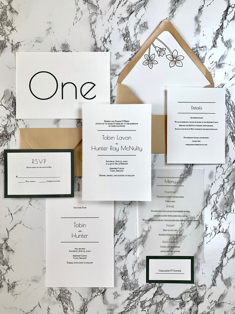 Forest Green Wedding Table Name Card Modern Greenery Wedding Place Card Elegant Emerald Green Wedding Place Card or Escort Card