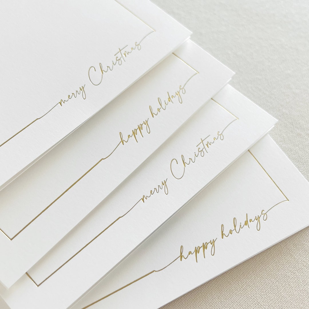 Gold Foil Christmas Cards merry Christmas Etsy