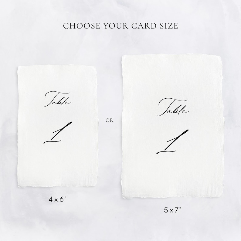 Choose your Table Number size: 4x6 inches or 5x7 inches