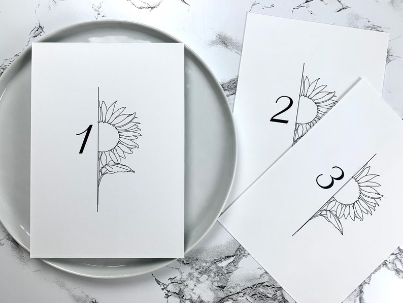 Sunflower Wedding Table Numbers Minimal Custom Wedding Table image 0