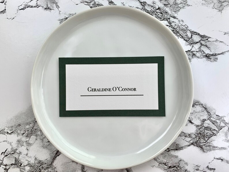 Forest Green Wedding Table Name Card Modern Greenery Wedding Place Card Elegant Emerald Green Wedding Place Card or Escort Card