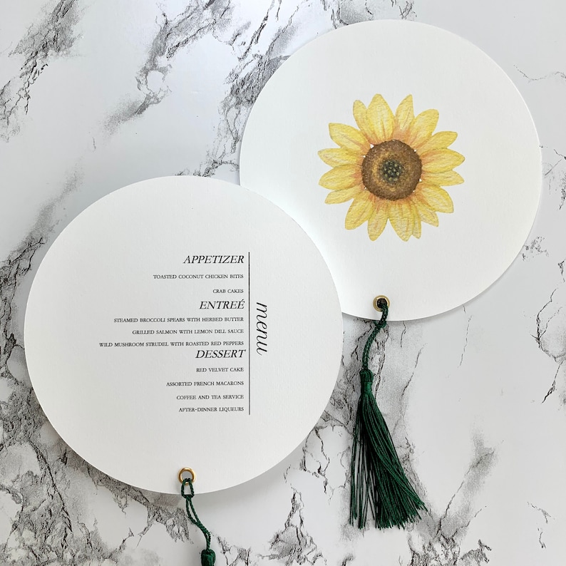 Round Menu with Tassel Two-side Circle Wedding Table Menu image 3