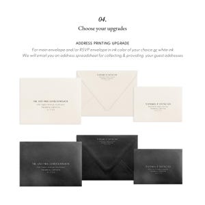 Elegant Floral Invitation Set | Custom Classic Wedding Invites with Debossed Border, Line Drawn Florals | Printed Invitation Set 画像 11