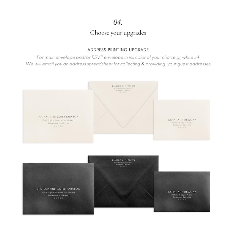Elegant Floral Invitation Set | Custom Classic Wedding Invites with Debossed Border, Line Drawn Florals | Printed Invitation Set 画像 11