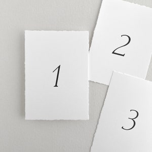 Minimal Table Numbers With Deckled Edge | Classic Simple Wedding Table ...