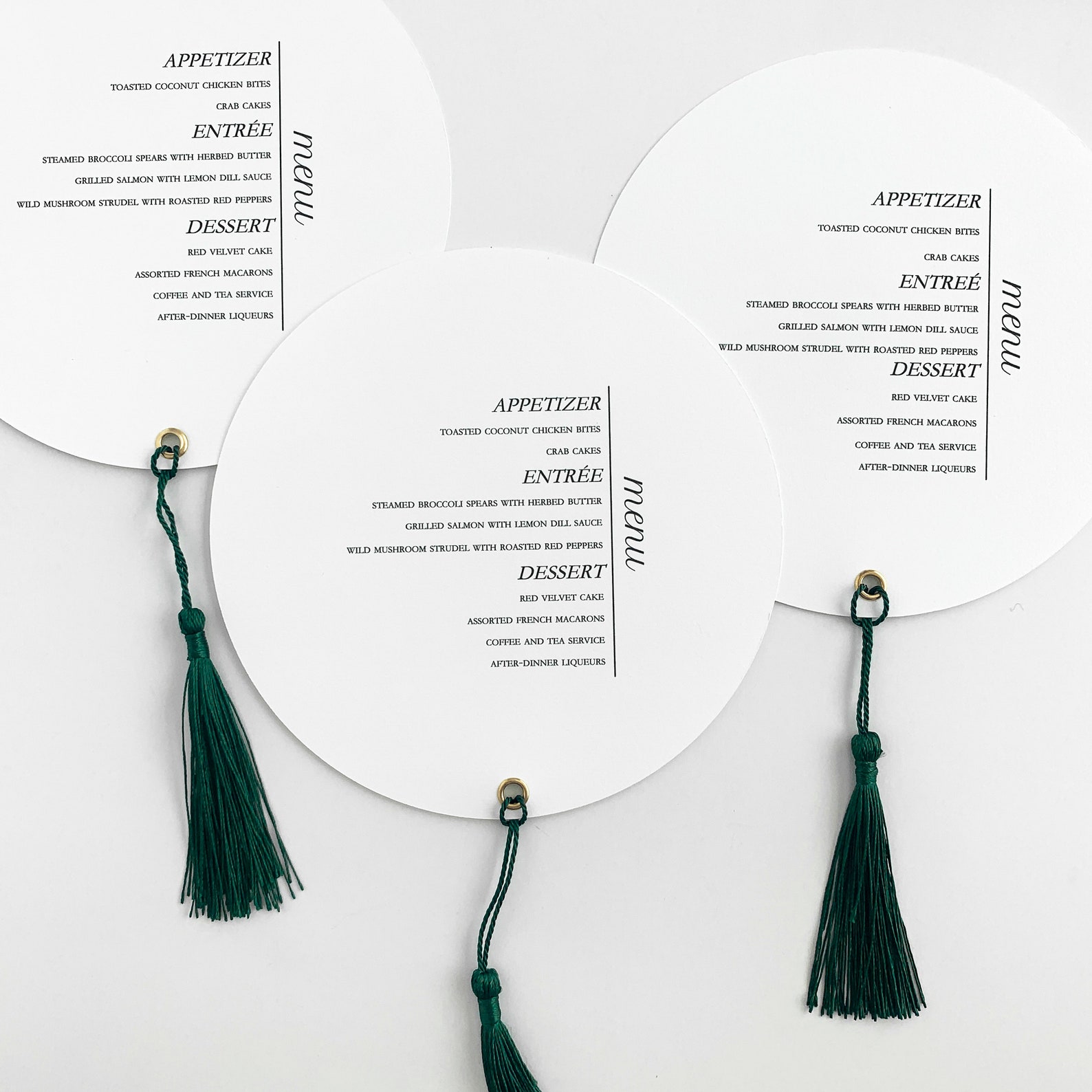 Round Tassel Menu Unique Circle Wedding Menu Custom Etsy