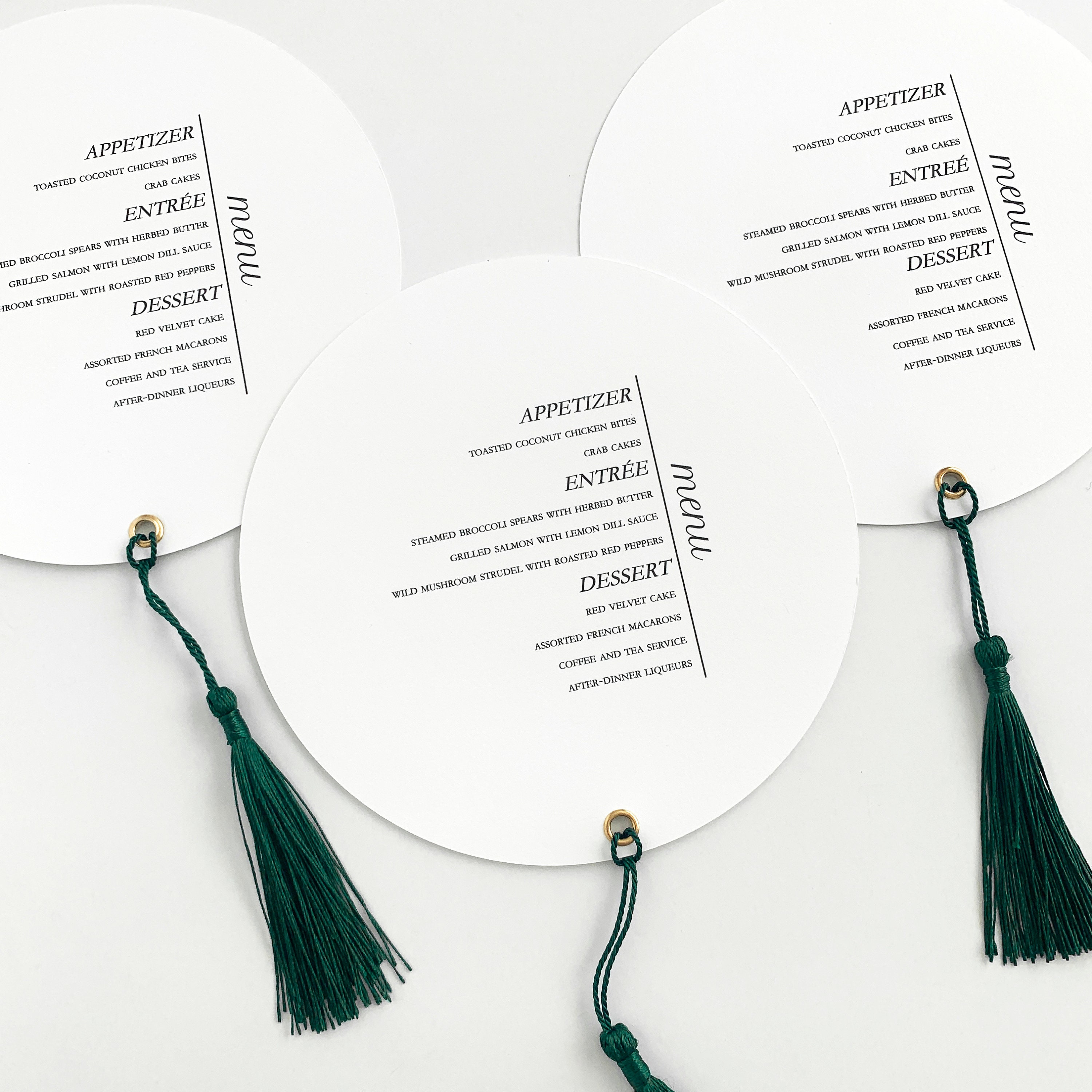 Round Tassel Menu Unique Circle Wedding Menu Custom Etsy