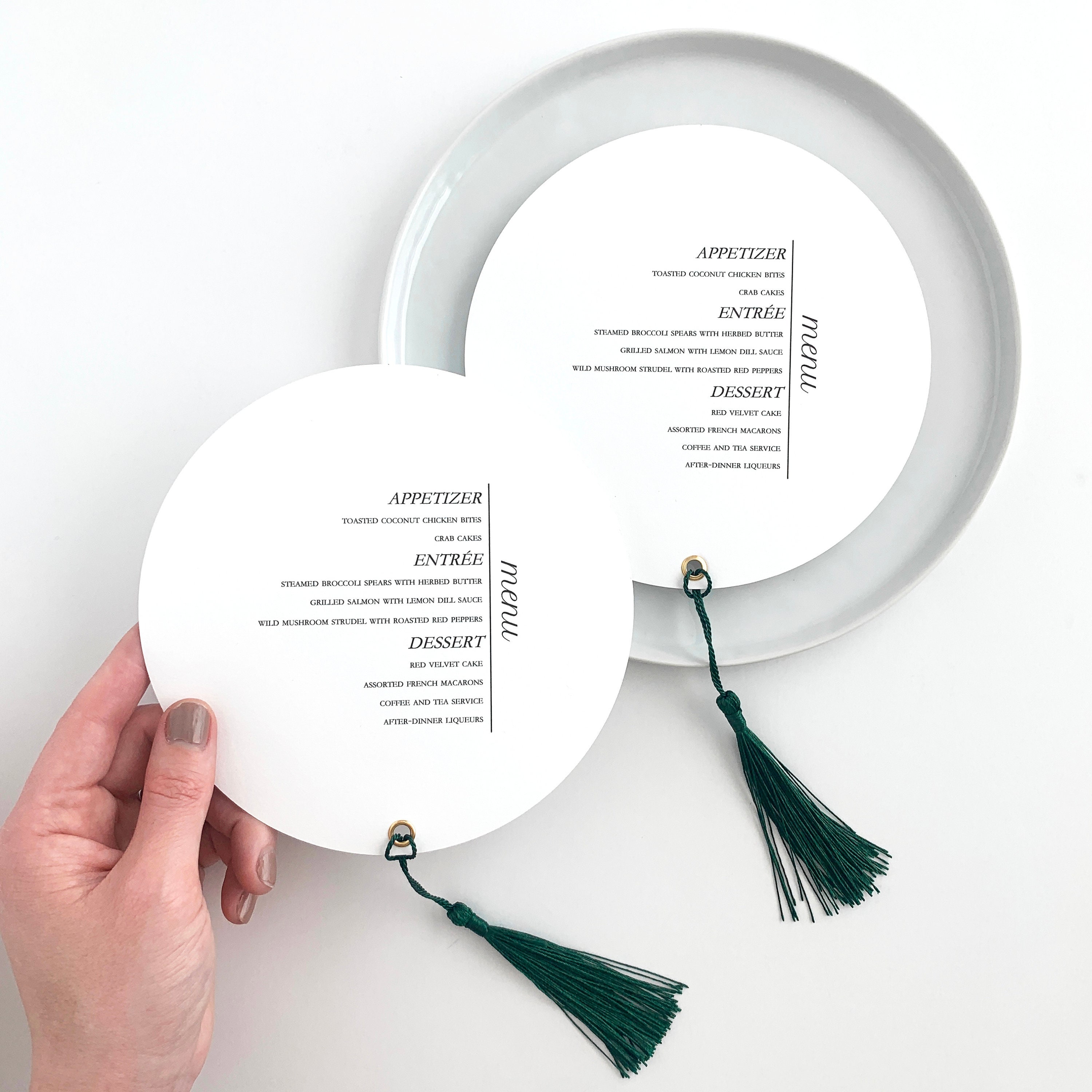 Round Tassel Menu Unique Circle Wedding Menu Custom Etsy