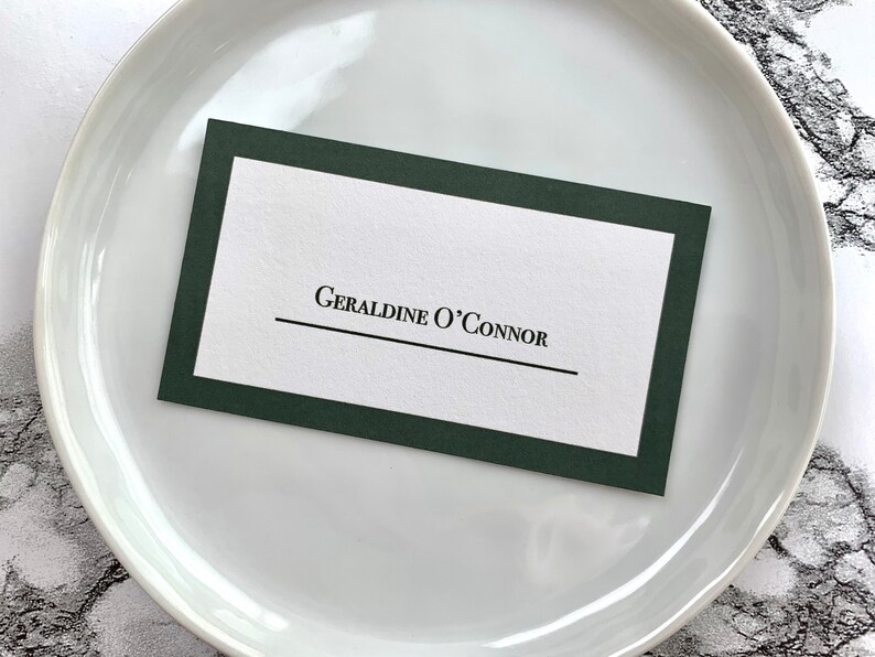 Forest Green Wedding Table Name Card Modern Greenery Wedding Place Card Elegant Emerald Green Wedding Place Card or Escort Card