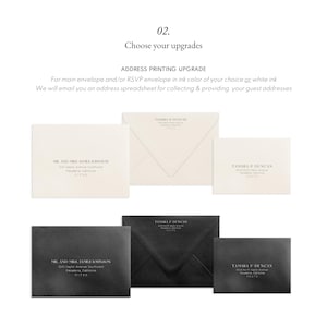 Modern Black Wedding Invitations | Elegant Minimal Invitation Set Printed on Black Paper | Custom Black & White Luxury Invites | The Chelsea Bild 8
