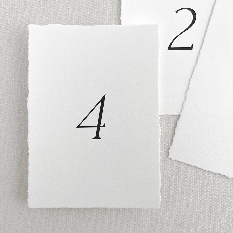 Minimal Table Numbers With Deckled Edge | Classic Simple Wedding Table ...