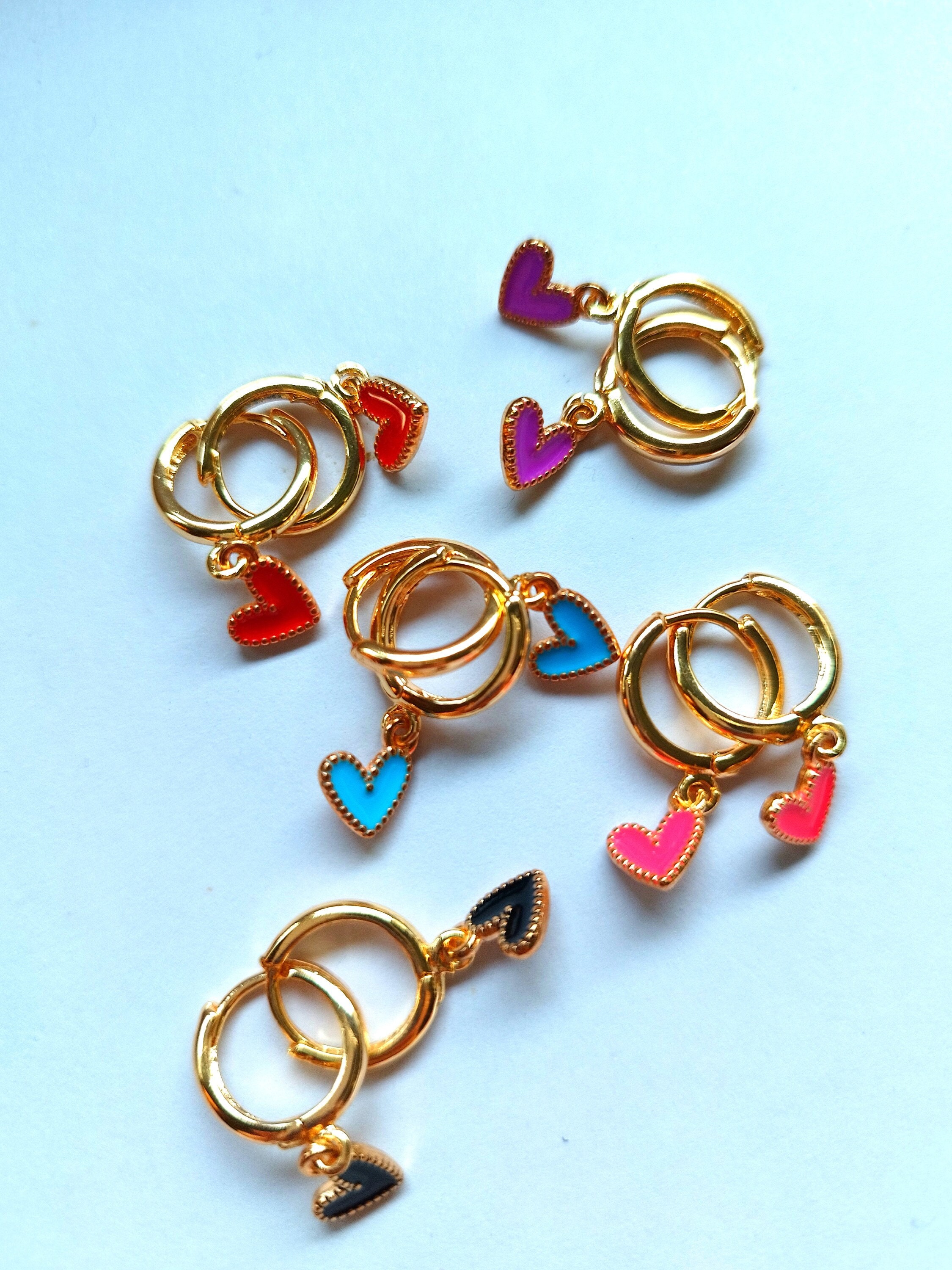 Ensemble Bijoux Coeur Bleu - Collier Et Boucles D'oreilles - Alliage - Neuf Avec étiquette