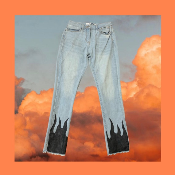 flame painted jeans