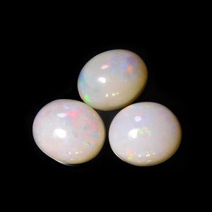 AA Quality 3 Piece  7X8X2 TO 7X9X2 MM  Oval White Australian Opal, Opal Cabochon, Calibrated Cabochons, Opal Gemstone.