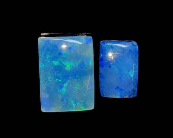 2 Pieces Of Lot Natural Australian Doublet Opal Cabochons Rectangle Shape with Boulder Opal.