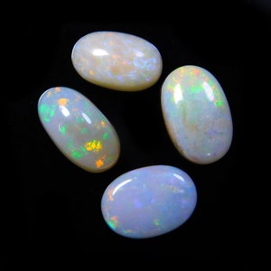 AA Quality 4 Piece  6X11X3 TO 8X11X3 MM  Oval White Australian Opal, Opal Cabochon, Calibrated Cabochons, Opal Gemstone.