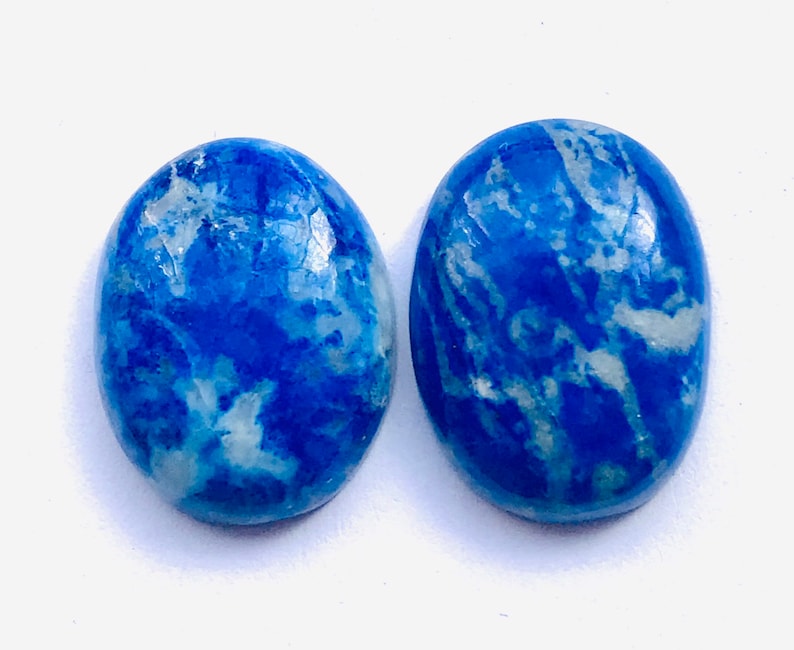 Loose Gemstone 2 pcs of Natural Lapis Lazuli Lapis Lazuli For Ring or Earning Size Gemstone Oval Shape Cabochon