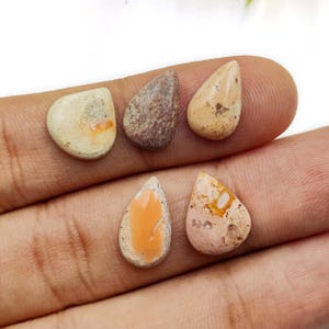 11 CT Of 5 Pieces Lot, Mexican Fire opal, Teardrop Shape, Matrix stone, Jewellery making. MM-94