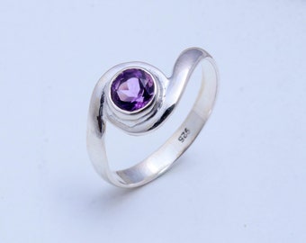 Purple Amethyst Ring, Handmade 925 Sterling Silver, Amethyst Jewelry,  Simple Amethyst Ring, Handmade jewelry, Gift Ring.