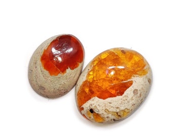 2 Piece Of Mexican Fire opal,  Mexican opals in Natural Matrix stone. Cantera Opal. Jewelry making , Craft and Supply Tools.