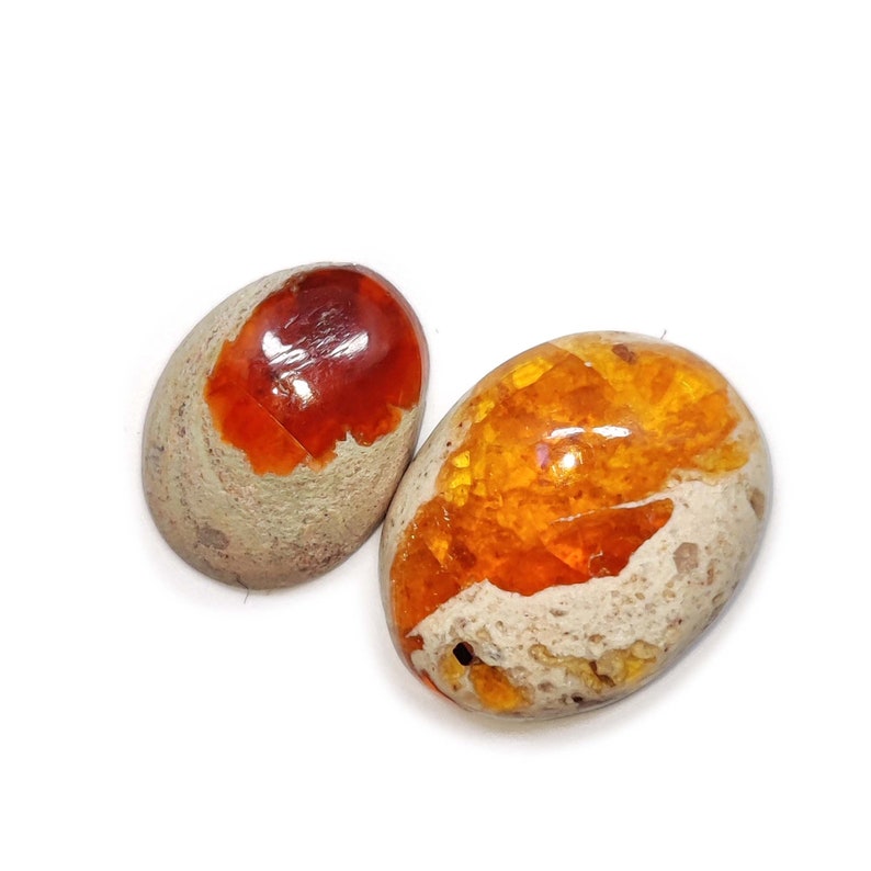 2 Piece Of Mexican Fire opal, Mexican opals in Natural Matrix stone. Cantera Opal. Jewelry making , Craft and Supply Tools. image 1