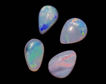 1.4 Carat Stunning Natural Multi-Color Small Australian Opal Pear Shape Cabochon  Loose Gemstone  Lot. B0-15