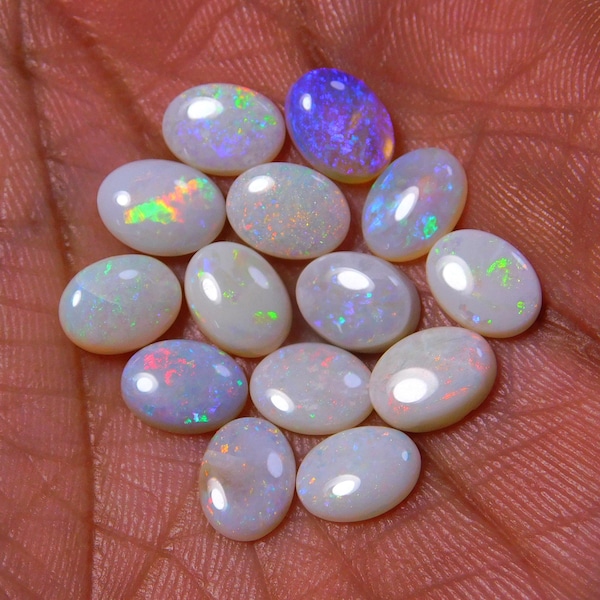 AA Quality 6X8 MM Oval White Australian Opal, Opal Cabochon, Calibrated Cabochons, Opal Gemstone.