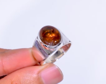 Genuine Mexican fire gate Ring, 9.25 Solid Sterling Silver, Handmade Ring Jewellery, Gift Ring. EJ-19
