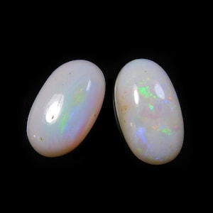 AA Quality 2 Piece  12X7X3  MM  Oval White Australian Opal, Opal Cabochon, Calibrated Cabochons, Opal Gemstone.