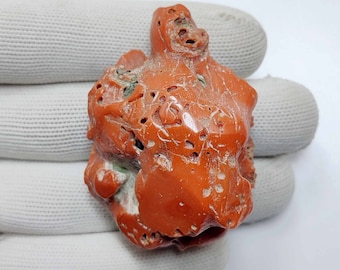 192 Ct Big Size Vintage Natural Italian Coral Rough, Tortoise Shape Antique Coral Reef, Mediterranean Sea Red Coral.