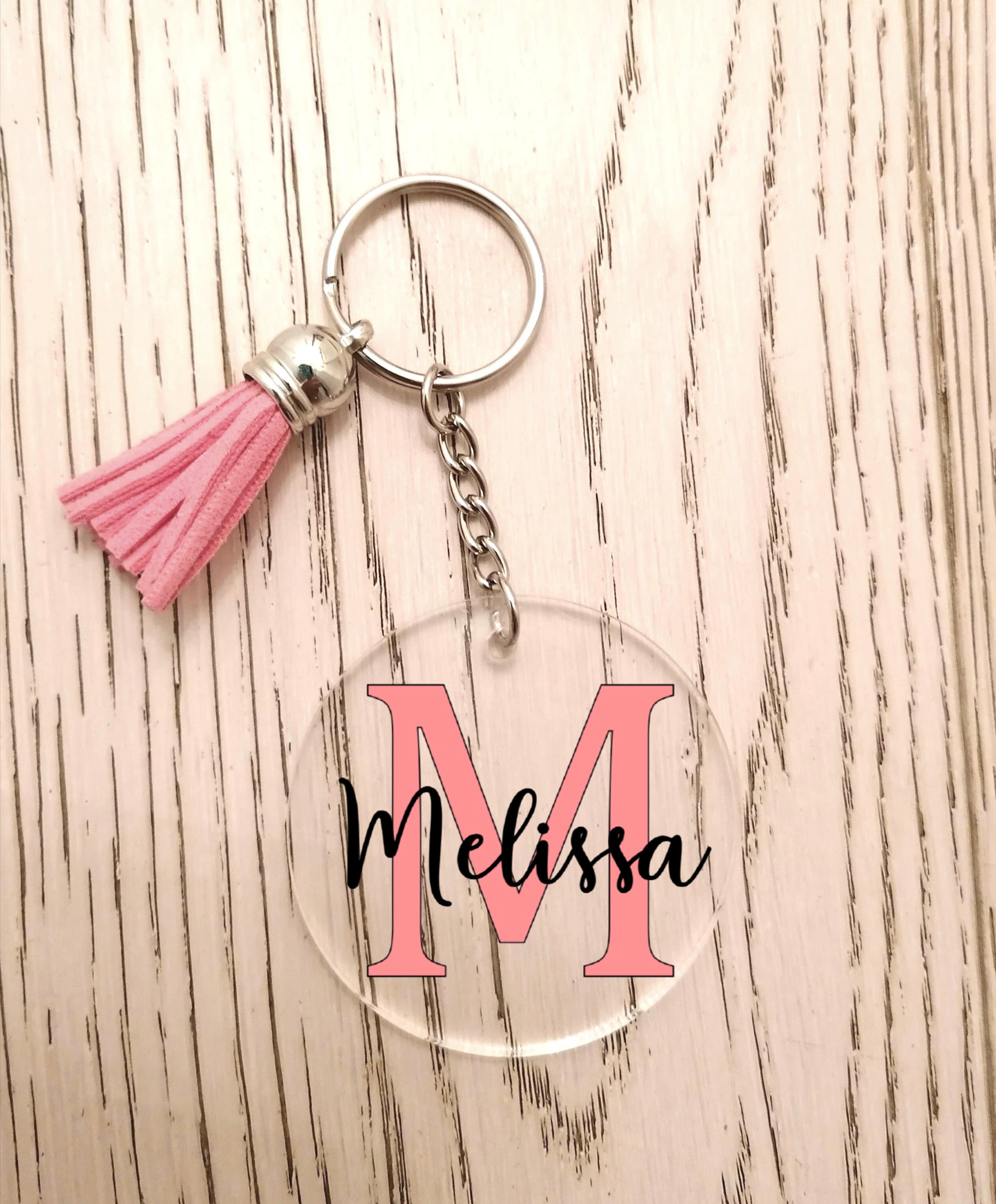 Custom Monogram Acrylic Keychain Personalized Keychain Etsy